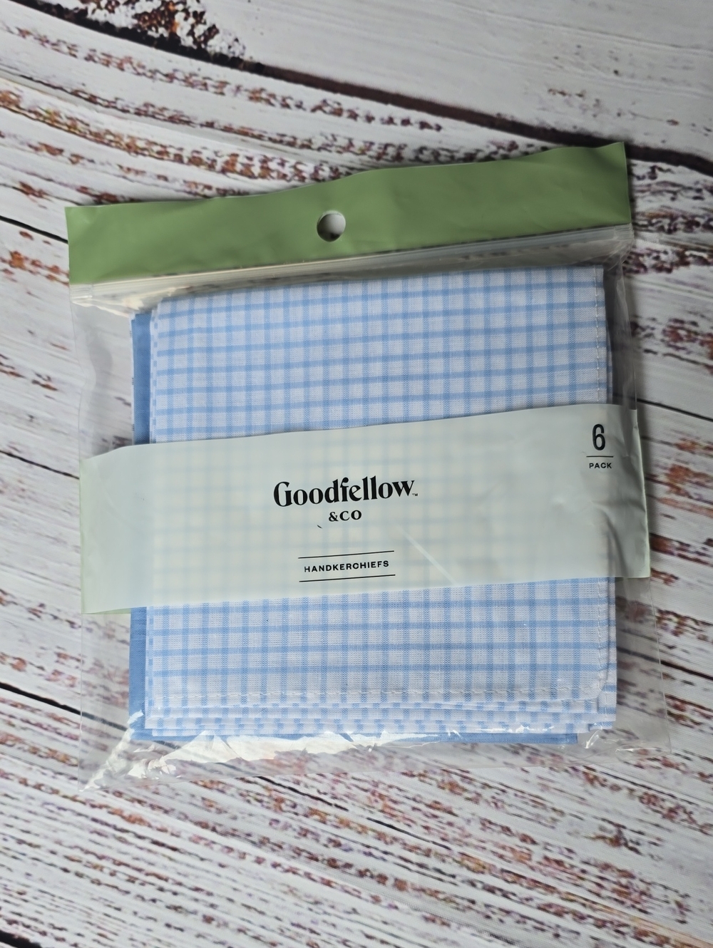 Goodfellow & Co Light Blue Gingham Handkerchiefs - Pack of 6